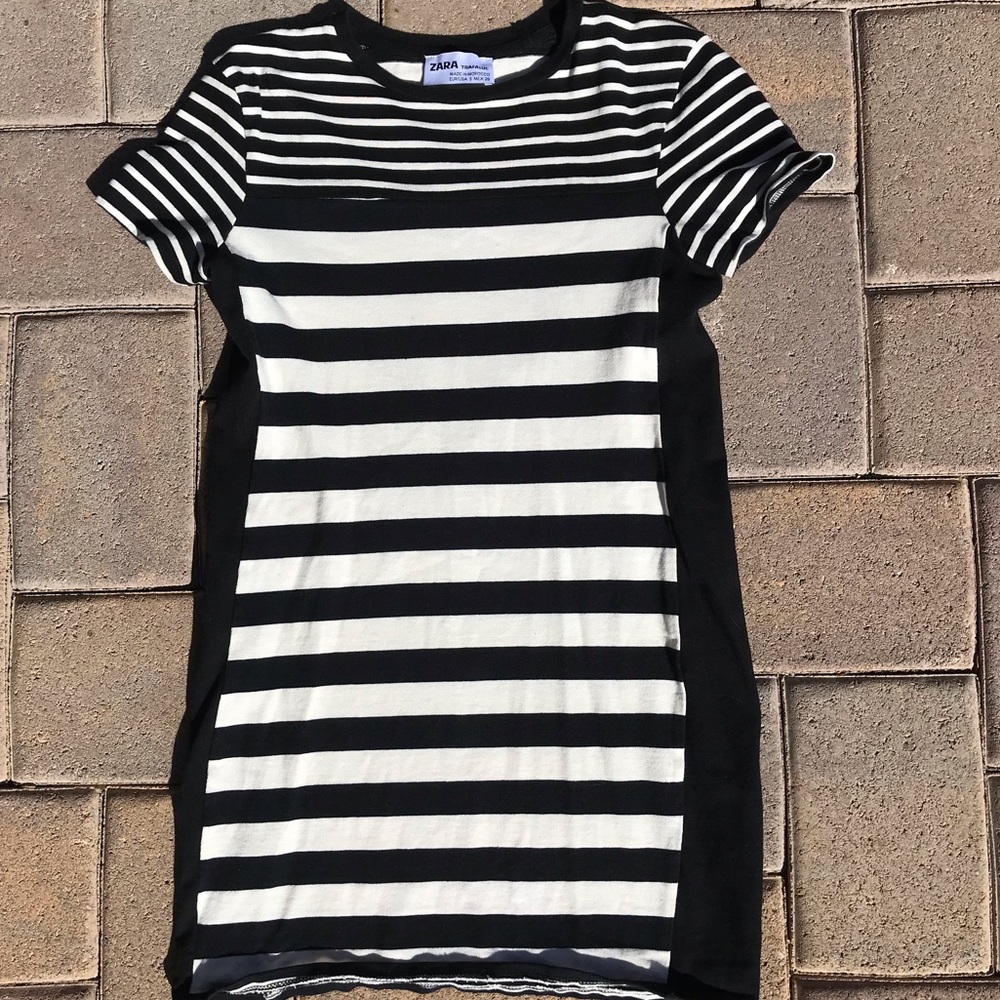 Zara Trafaluc black & white striped shirt